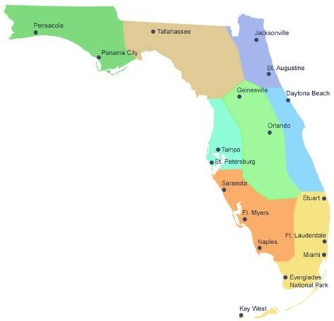Map Of Florida Regions Celebrating The Sunshine States Unique Treasures
