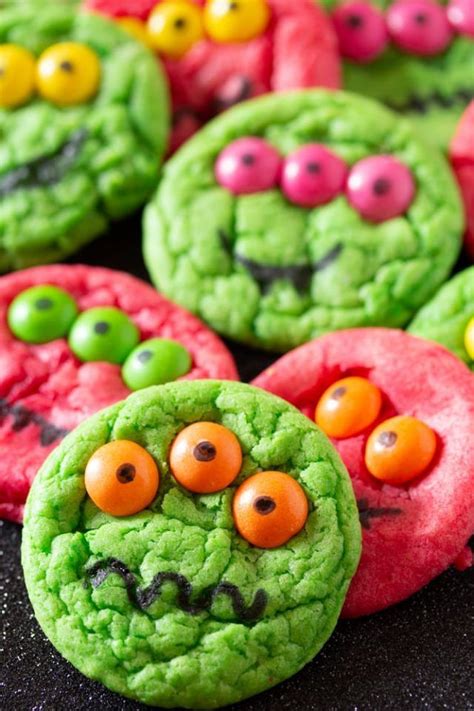 Six Ingredient Halloween Monster Cookies Halloween Treats Easy