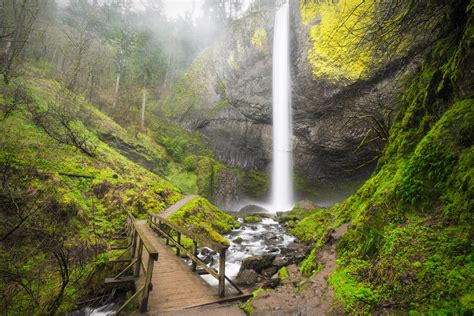 Latourell Falls Waterfall Columbia River Gorge Oregon Wallpapers From