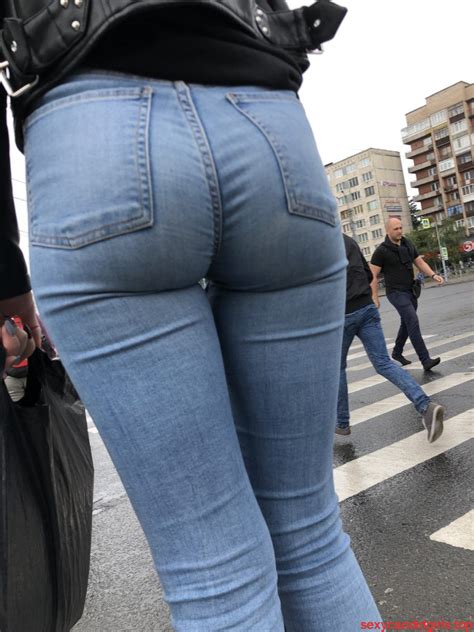 Hot Booty In Tight Jeans Girl In Leather Jacket Street Candid Sexy