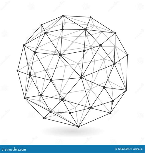 Geometric Low Polygonal Sphere Abstract Design Vector Illustration