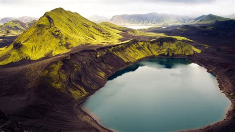 Iceland Sky Mountain Grass Lake Hd Wallpaper