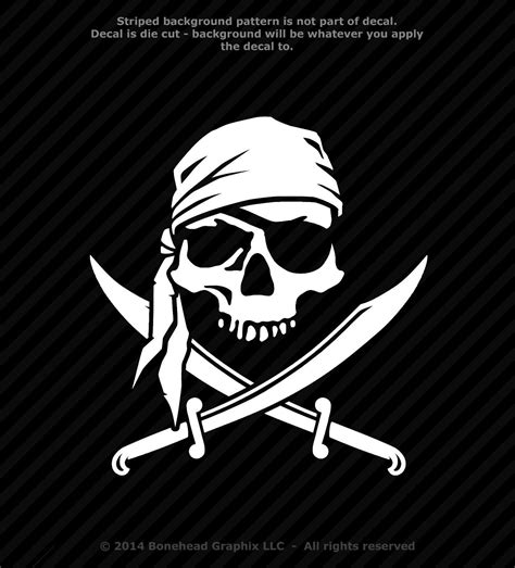 Pirate Skull And Cross Swords Jolly Roger Vinyl Decal Sticker Warning