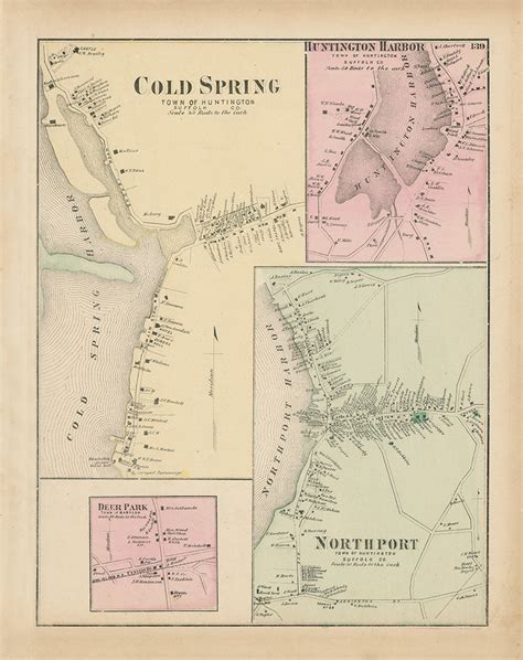 Cold Spring And North Point Villages Huntington New York 1873 Map