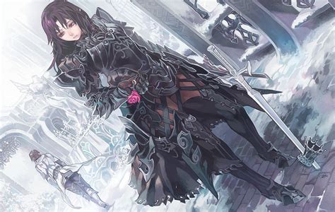 Warrior Roses Aoin Armor Swords Anime Fantasy Girls Sword