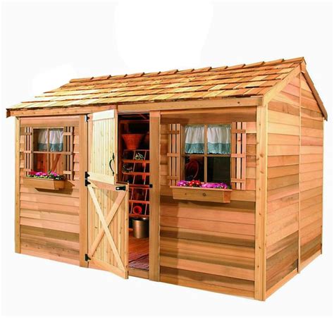 Cedarshed 10 Ft X 8 Ft Cabana Gable Cedar Wood Storage Shed In The Wood