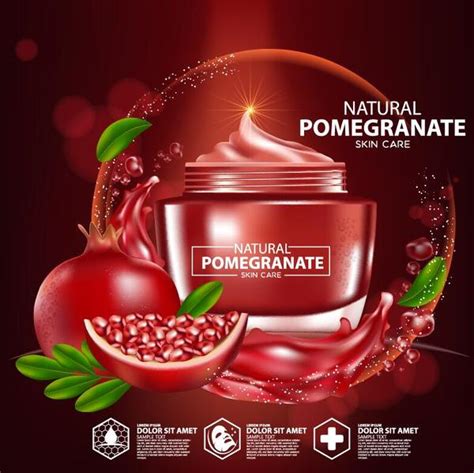 Pomegranate Skin Care Cosmetic Advertising Poster Vectors 03 Free Download