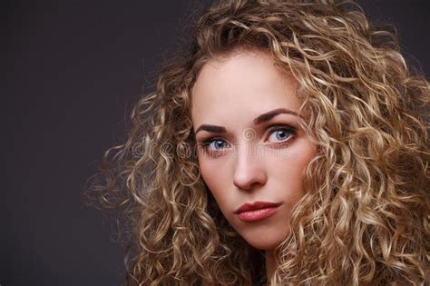 Portrait Of Woman With Curly Hair Stock Image Image Of Attractive