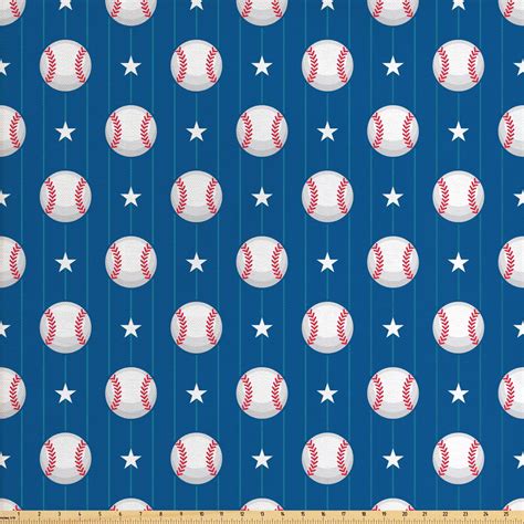 Sports Fabric By The Yard Baseball Patterns On Vertical Striped