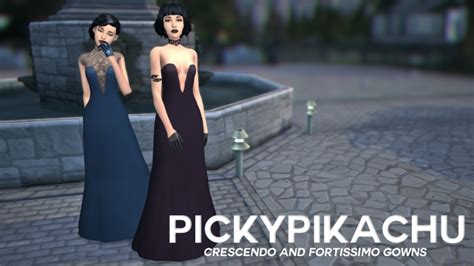 Crescendo And Fortissimo Gowns At Pickypikachu Sims 4 Updates