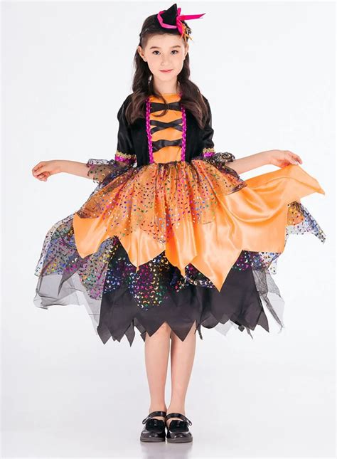 Kid Girls Halloween Pumpkin Costume Dress Child Fancy Orange Tulle Mesh