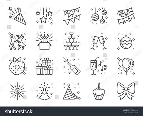 Party Line Icon Set Included Icons Stock Vector Royalty Free