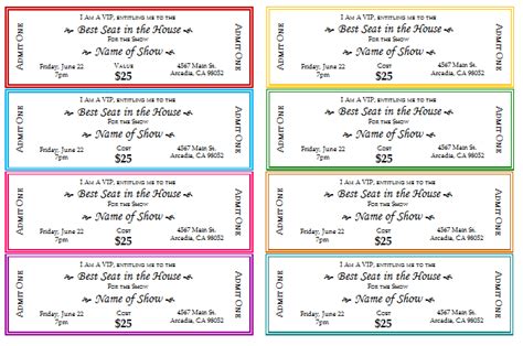 Document Templates Free Event Ticket Templates For Print Or Send Online