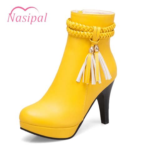 Nasipal Sexy High Heels Tassel Boots Round Toe Platform Shoes Woman Fashion Casual Roman Fringe