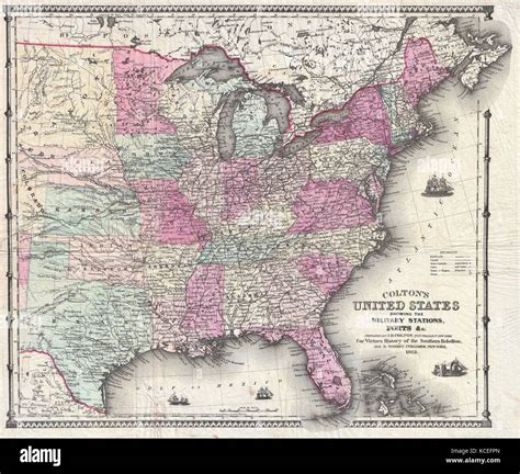 En 1862 Colton Pocket Mapa De Los Estados Unidos La Guerra Civil