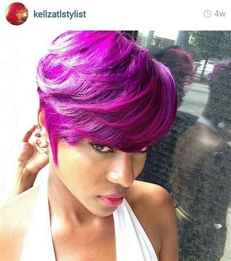 100 chicest short hairstyles for short hair. black girl with colorful hair, purple hair, short haircut ...