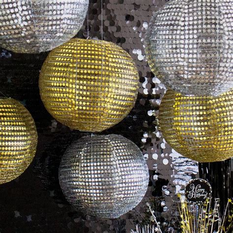 Gold Sequin Paper Lanterns 9 12in 3ct Party City