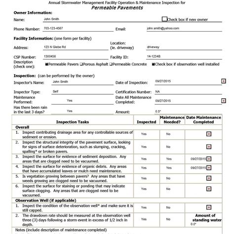 Printable Roof Inspection Form Template