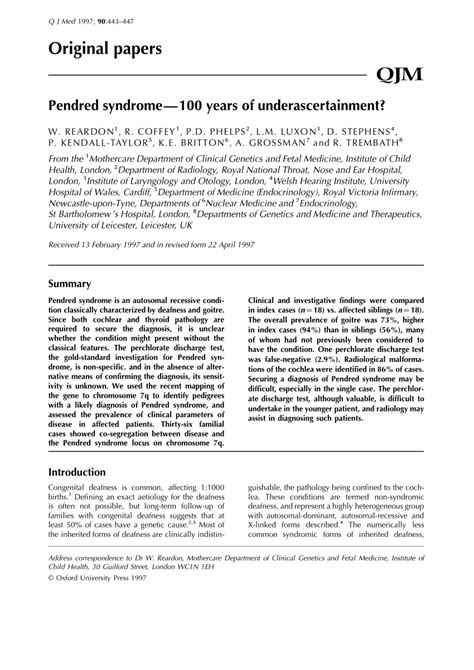 Pdf Pendred Syndrome 100 Years Of Underascertainment