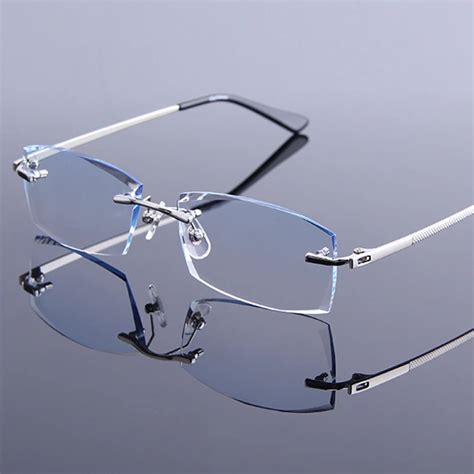Fashion Rimless Reading Glasses Male High Quality Clear Lenses Silver Presbyopia Glasses For Men