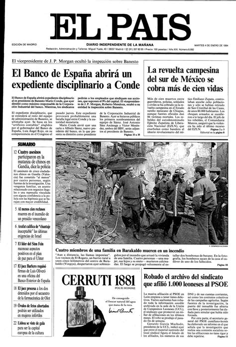 Todas las noticias sobre colombia publicadas en el país. Portada de EL PAÍS del 04-01-1994