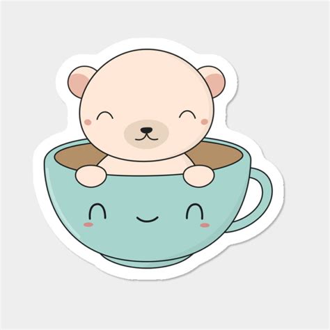 Tired of the same old text messages? Kawaii Cute Polar Bear Loves Coffee Sticker By ...