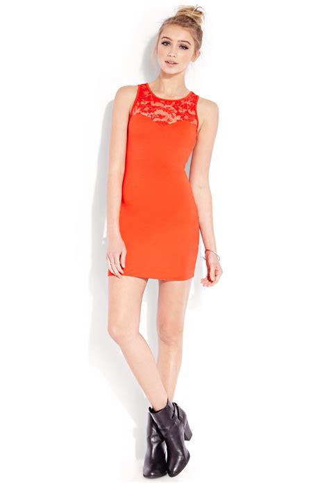 Lyst Forever 21 Sweet Side Bodycon Dress In Red