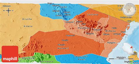 Political Shades Panoramic Map Of Tanga