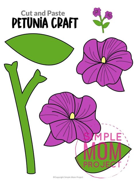 Cut And Paste Petunia Craft Is Shown With The Words Simple Mom Project