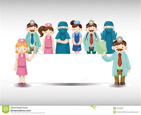 Cartoon Doctor And Nurse Card Stock Vector Illustration