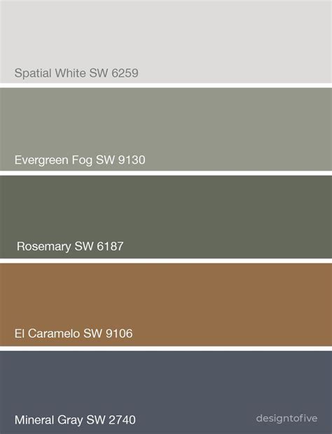 Sherwin Williams Evergreen Fog Sw 9130 Soothing Green Color Palette
