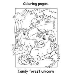 unicorn coloring page vector images