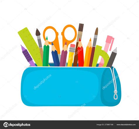 Bright School Pencil Case With Filling School Stationery Such As Pens