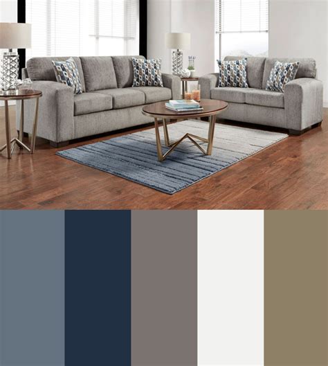 Navy Gray Blue Tan Living Room Color Scheme Silverton Sofa And Love