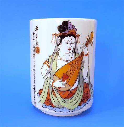Ceramic and stainless steel makes this mug perfect. Oriental Tea Cup No Handles Woman Playing Instrument Mug ...