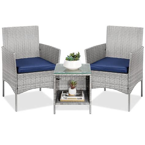 送料無料 Best Choice Products 3 Piece Outdoor Wicker Conversation Bistro