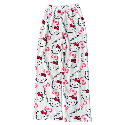 Sanrio Flannel Pajamas Hello Kitty Pink Womens Warm Woolen Cartoon