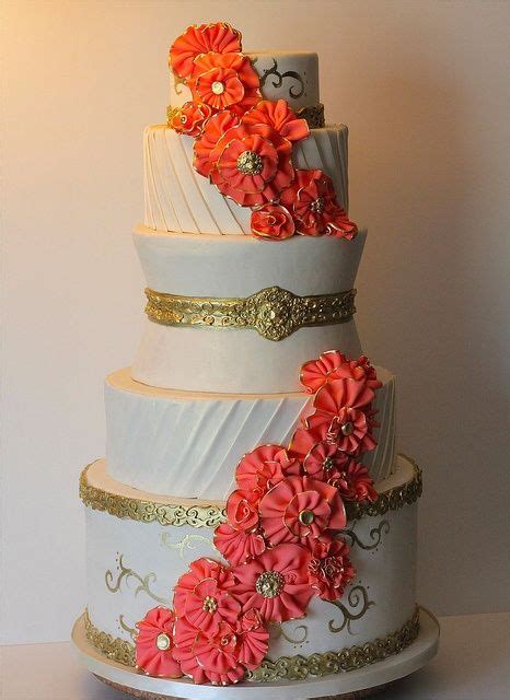 Wedding Cake So Pretty Coral Wedding Cakes Ruffle Wedding Cake Orange