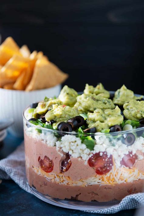7 Layer Bean Dip Recipe The Thirsty Feast By Honey And Birch