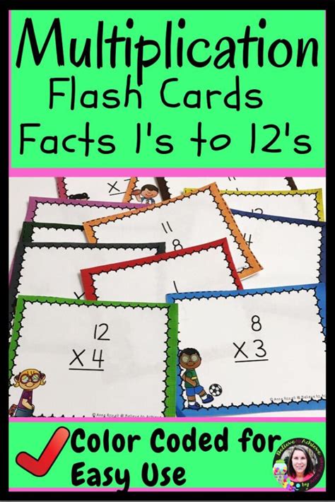 Multiplication Flash Cards Color Coded For Easy Use Facts