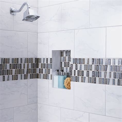 American Olean Mirasol Marble Look Porcelain Tile Bathroom Shower