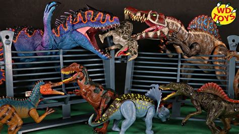 New Jurassic World 6 Dinosaur Toys Knockoff Indominus Rex Vs T Rex Dino Battles Youtube