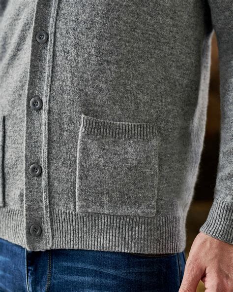 Grey Marl Mens Lambswool V Neck Cardigan Woolovers Us