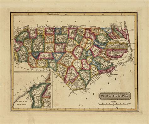 Antique Map Of North Carolina Painting By Fielding Lucas Fine Art America