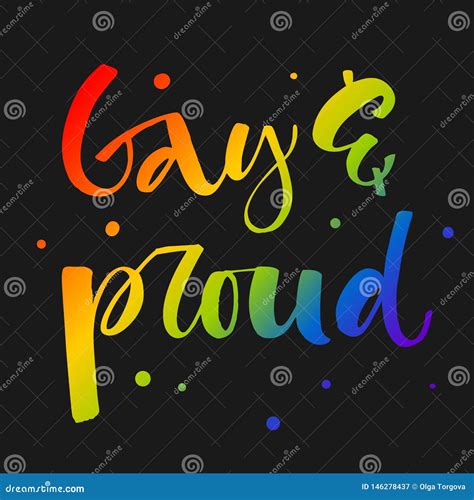 gay and proud gay pride rainbow colors modern calligraphy text quote on dark background