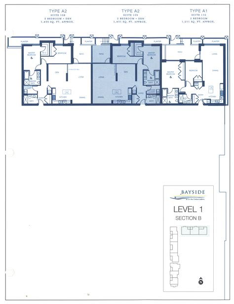 Bayside Floor Plan Level 1 Section B City Mark Downtown San Diego
