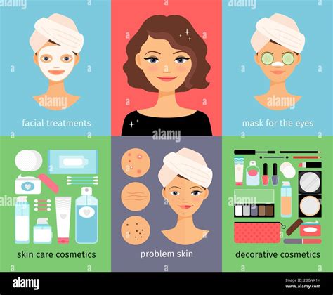 Woman Facial Treatments Woman Face Cleaning Vector Chart Stock Vector Image And Art Alamy