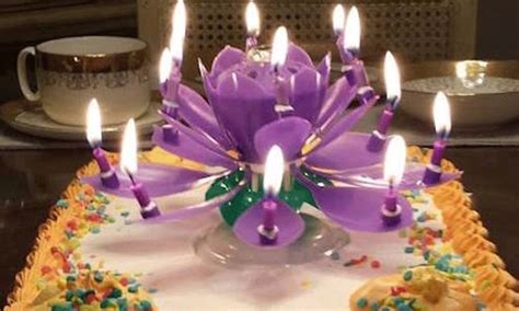 Amazing Blooming Lotus Flower Rotating Birthday Candle Groupon