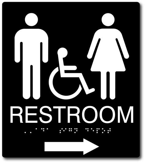 Unisex Wheelchair Accessible Restroom Sign With Direction Arrow Ada Sign Depot