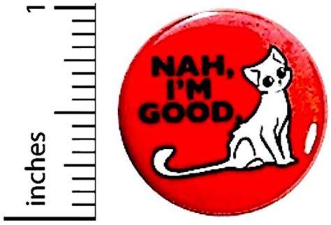 Funny Cat Button Nah Im Good Sarcastic Kitty Pin Pinback